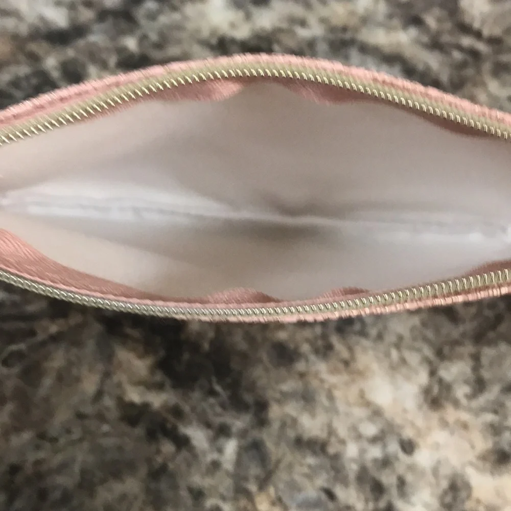 Ipsy Glam Zippered Cosmetic Make Up Pouch for Travel Textured Pink